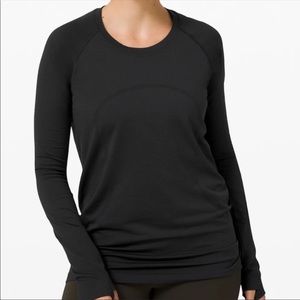 Lululemon run swiftly tech long sleeve shirt 2.0 black size 12